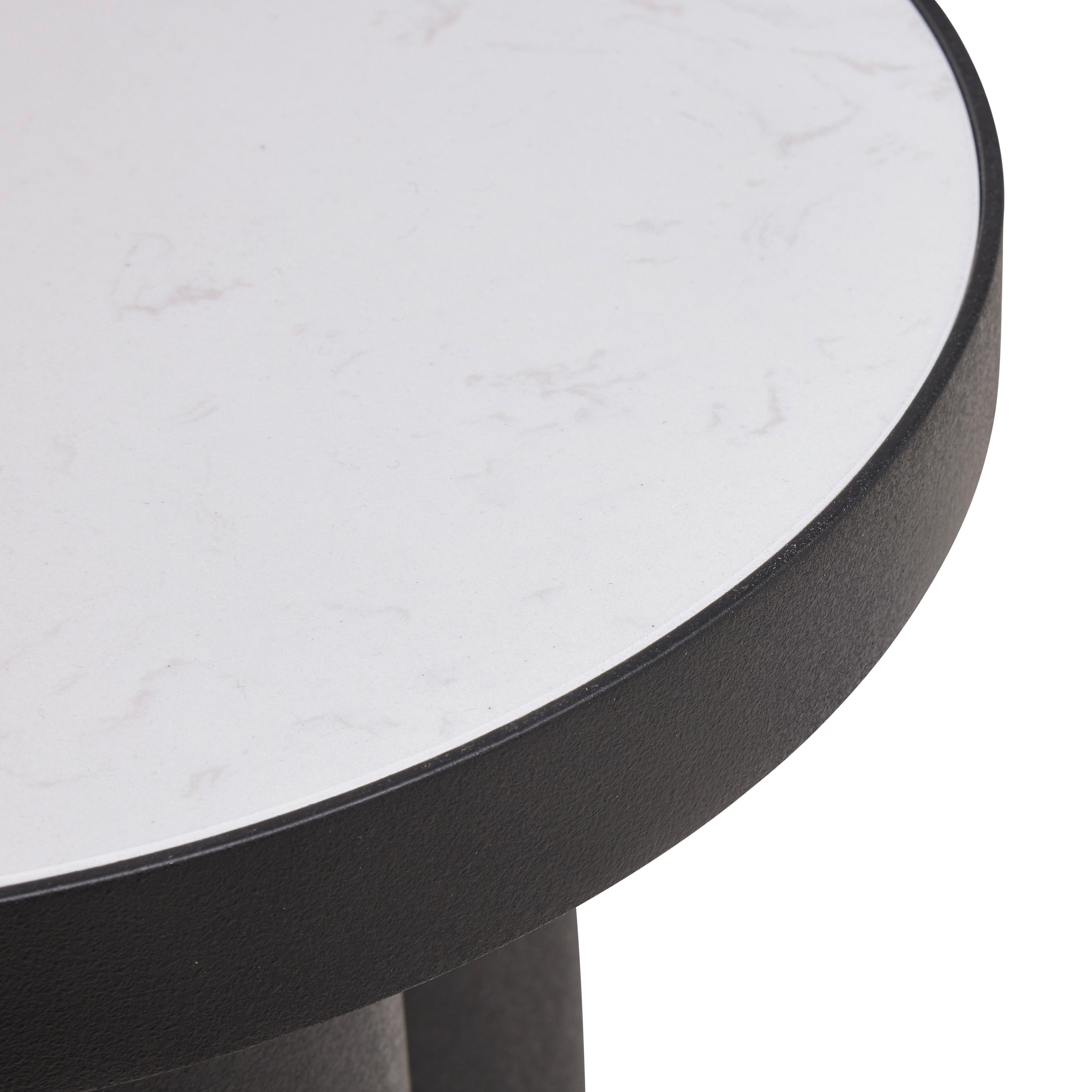 SIDOBORD LYON -TREND- - vit/svart, Modern, metall/sten (31/44cm) - Premium Living