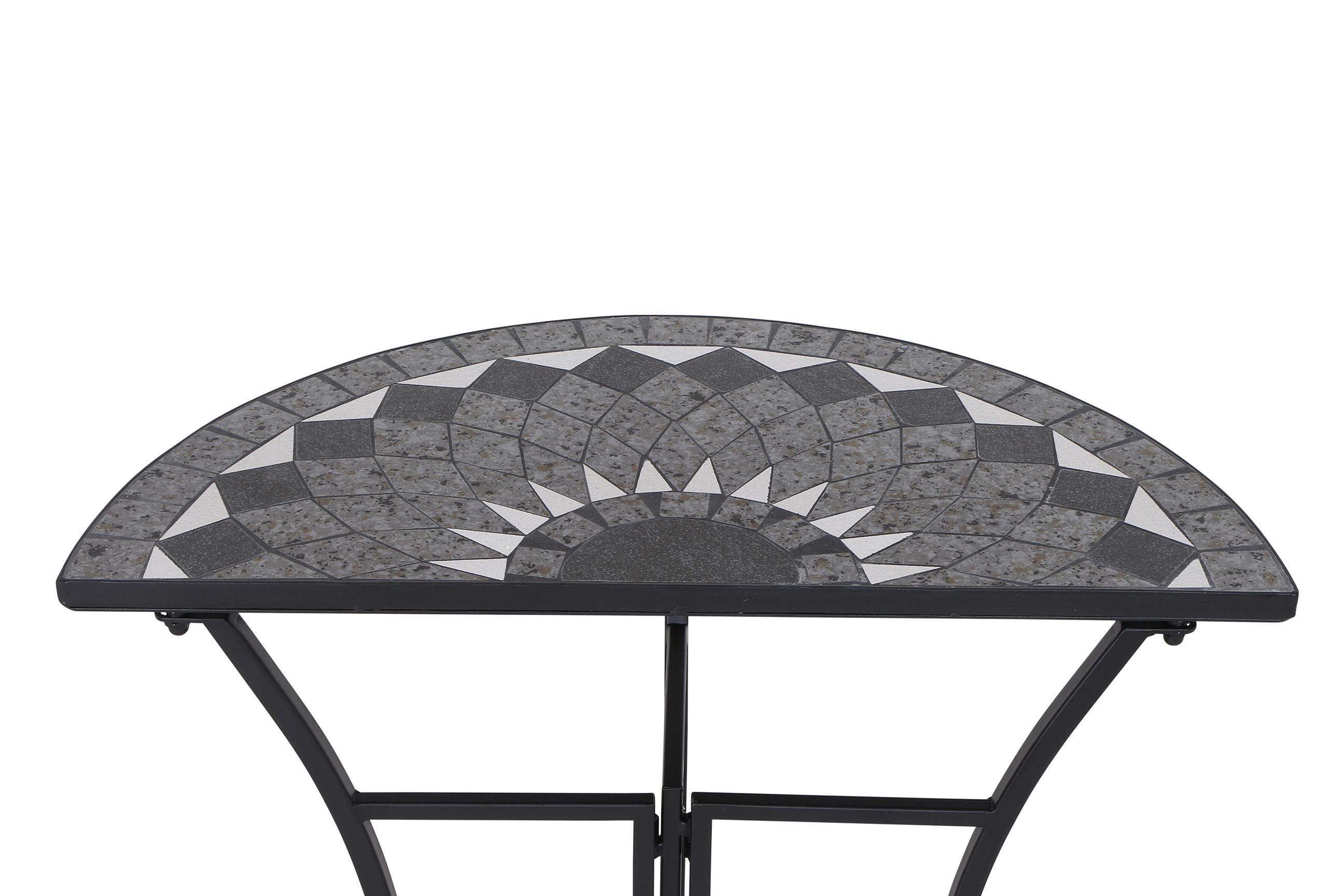 Gartentisch Mosaik ca. 35,5x70x71 cm klappbar - Schwarz, KONVENTIONELL, Keramik/Metall (35,5/70/71cm) - Siena Garden