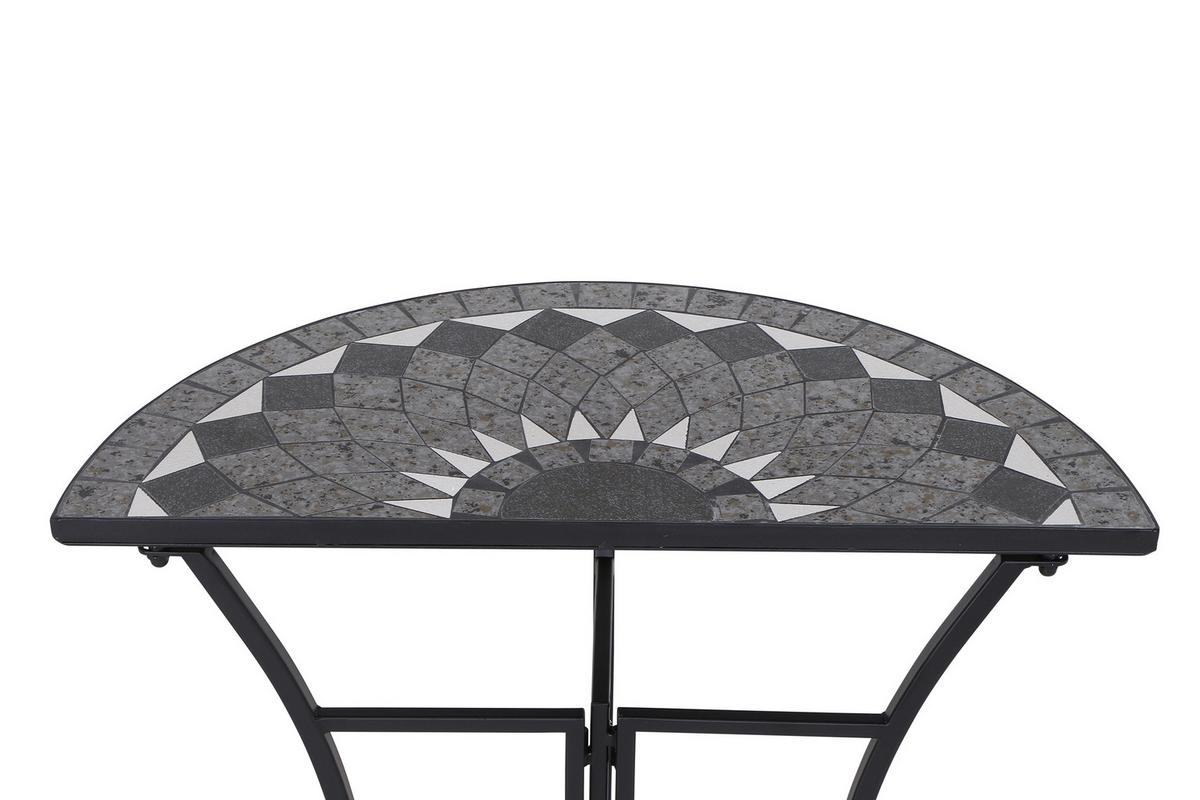 Gartentisch Mosaik ca. 35,5x70x71 cm klappbar - Schwarz, KONVENTIONELL, Keramik/Metall (35,5/70/71cm) - Siena Garden