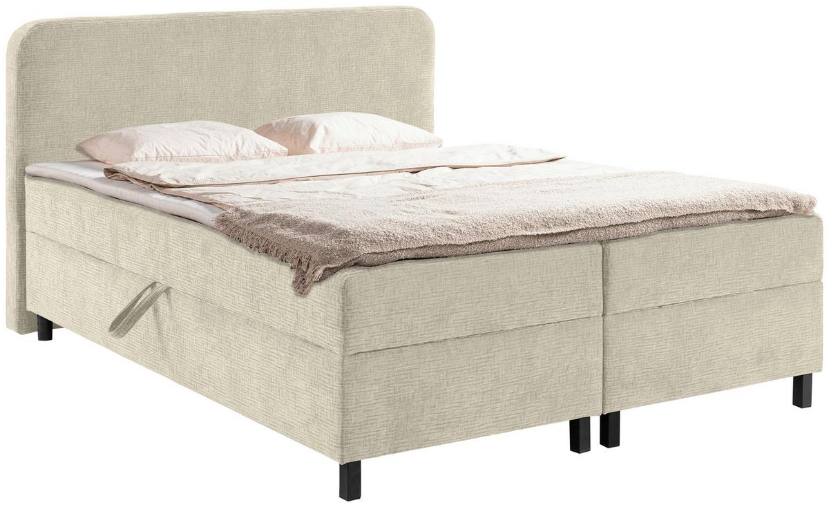 Postelja Z Vzmetnico Viva, Krem Barva, 180x200cm - črna/krem barve, Moderno, umetna masa/tekstil (180/200cm) - MID.YOU