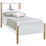 Bett Weiß 90x200cm - Eichefarben/Weiß, Holz/Holzwerkstoff (90/200cm) - Zandiara
