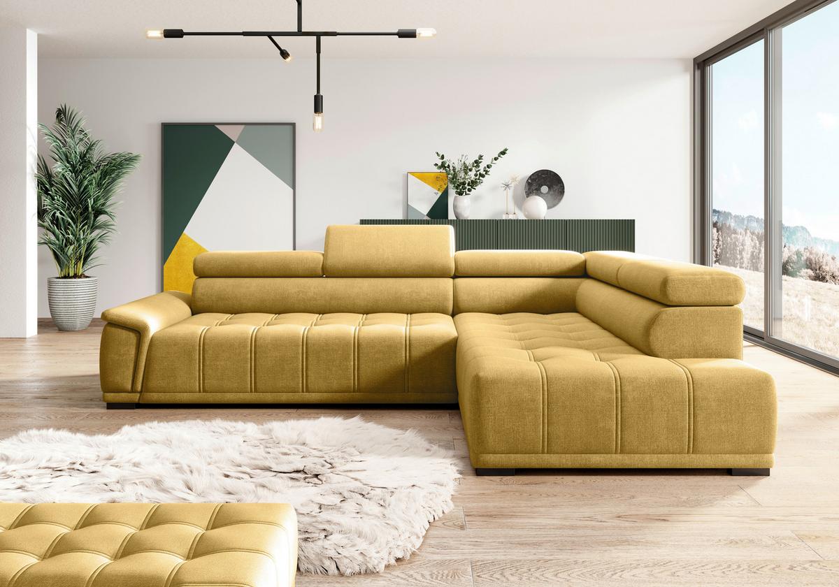 Kutna Garnitura Gremio - boje senfa/crna, Moderno, tekstil/plastika (283/106cm) - Modern Living