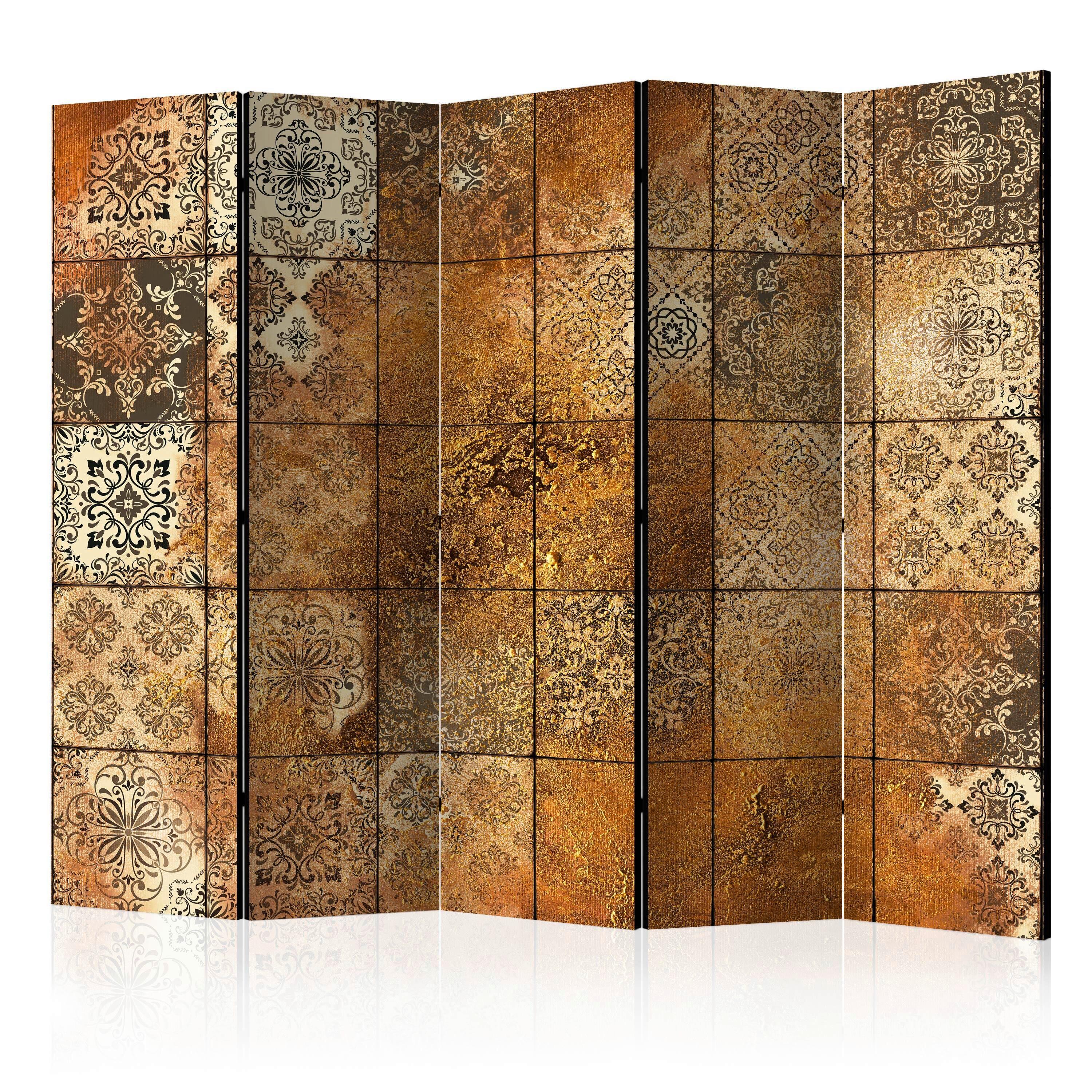 Paravan Old Tiles I, 5-Delni, Dvostranski - bež/rjava, Basics, tekstil/les (225/172/3cm) - artgeist