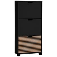 Omara Za Čevlje Ryker, Črna, Barva Hrasta - črna/barve hrasta, Design, umetna masa/leseni material (59,8/124/19,6cm) - MID.YOU