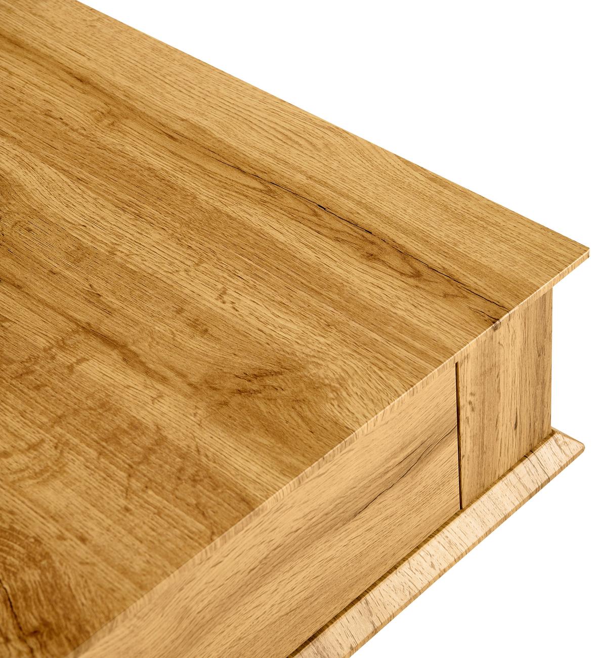 STOLIK KAWOWY RAJANA - kolor dębowy/czarny, Design, materiał drewnopochodny/metal (70/70/46,5-66cm) - Carryhome