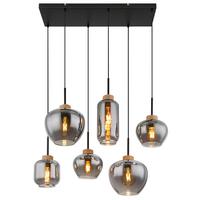 Hängeleuchte Matt Naturfarben/Schwarz max.40Watt - Schwarz/Naturfarben, Design, Glas/Textil (80/40/120cm) - Globo