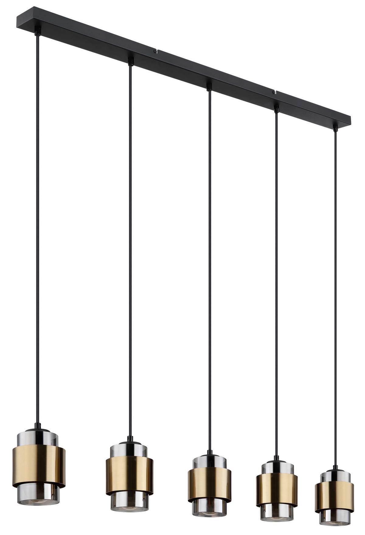 Hängeleuchte Milley Schwarz/ Messingfarben max. 40 Watt - Messingfarben/Schwarz, Design, Glas/Metall (105/10/150cm) - Globo