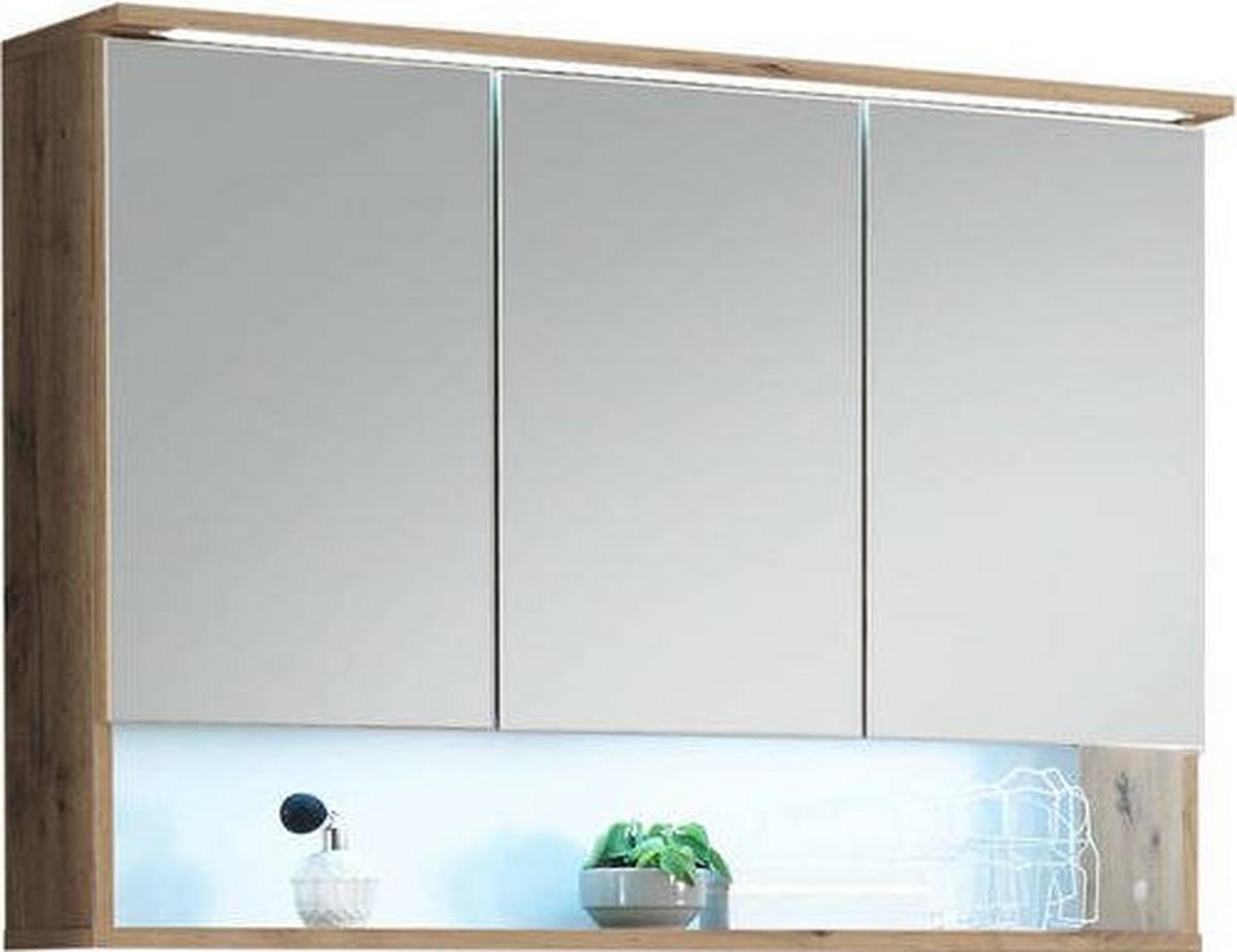 SZAFKA Z LUSTREM BALNEO 100 - kolor dębowy, Natur, materiał drewnopochodny/szkło (99/70/23cm) - Xora
