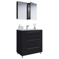 Kopalnica Schubo, Črna - črna/bela, Moderno, kovina/leseni material (60cm) - MID.YOU