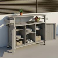 Gartenschrank Jada Grau aus Echtholz - Grau, MODERN, Holz/Metall (128/92/47cm) - Bessagi Garden