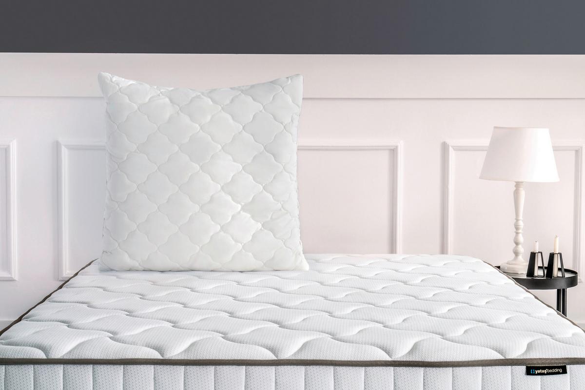 Kopfkissen Superwashed Wolle ca. 80x80x15,5 cm Weiß - Weiß, Basics, Textil (80/80/15,5cm) - Yatas