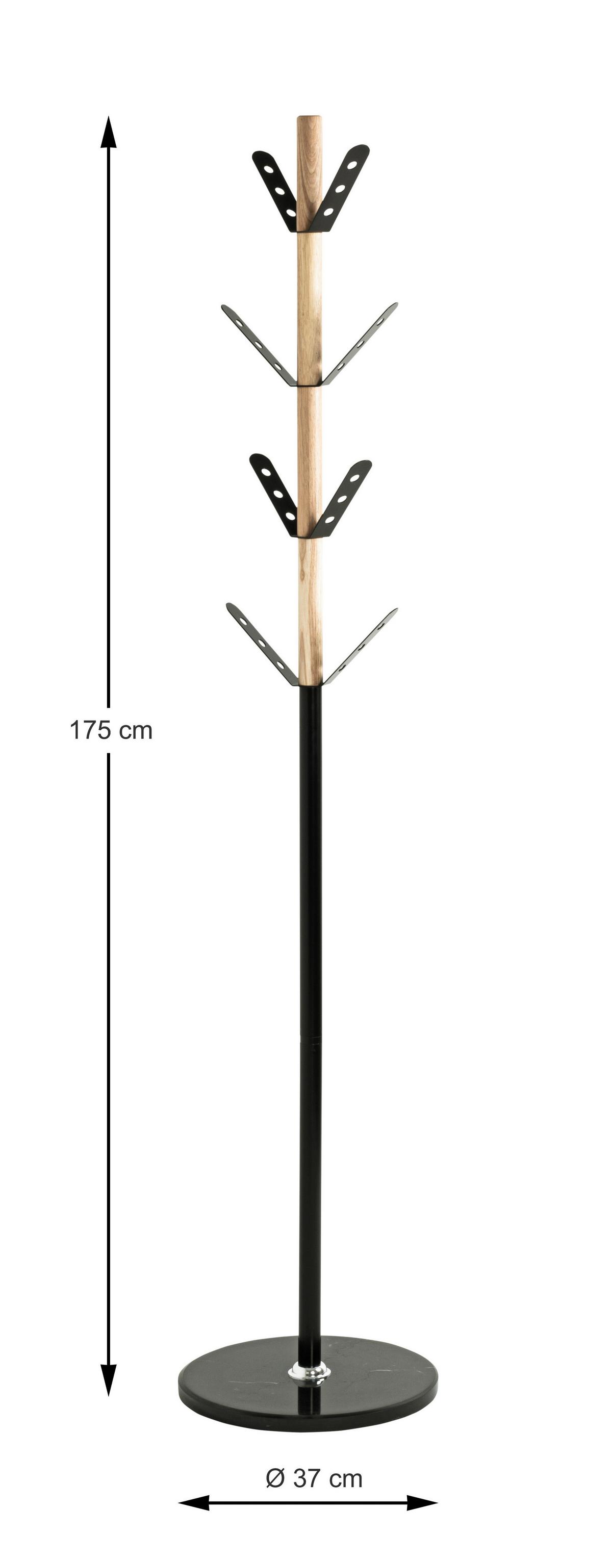 Kleiderständer Bernie Naturfarben/Schwarz - Schwarz/Naturfarben, MODERN, Holz/Stein (37/179cm) - Mömax