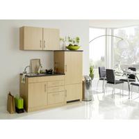 Küchenblock Toronto I m. Geräten Buchefarben - Chromfarben/Buchefarben, MODERN, Holzwerkstoff/Metall (160cm) - Held