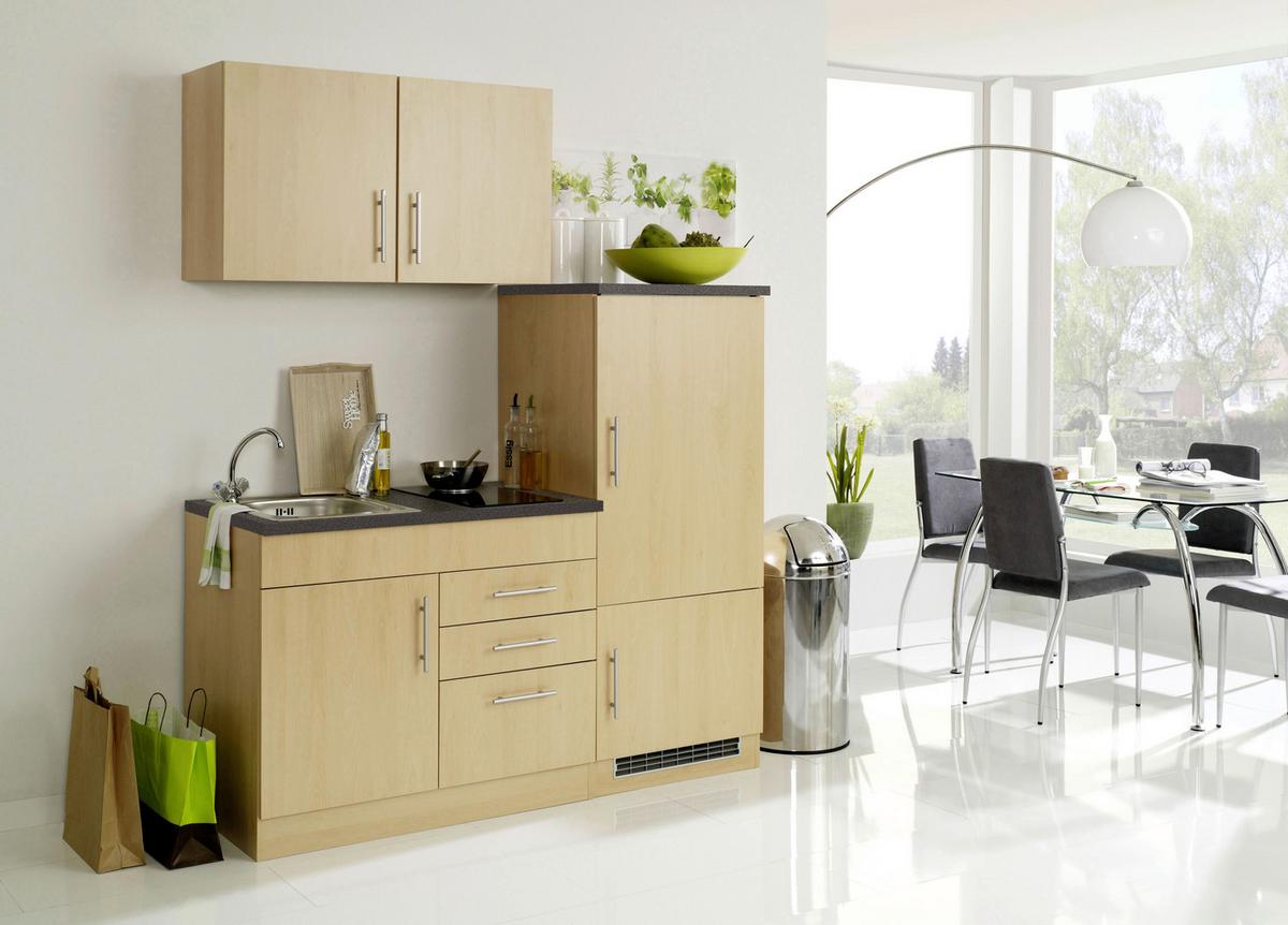 Küchenblock Toronto I m. Geräten Buchefarben - Chromfarben/Buchefarben, MODERN, Holzwerkstoff/Metall (160cm) - Held