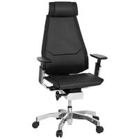 Drehstuhl Genidia Pro Schwarz ca. 57x119x46cm - Schwarz/Alufarben, MODERN, Leder/Kunststoff (57/119/46cm) - MID.YOU