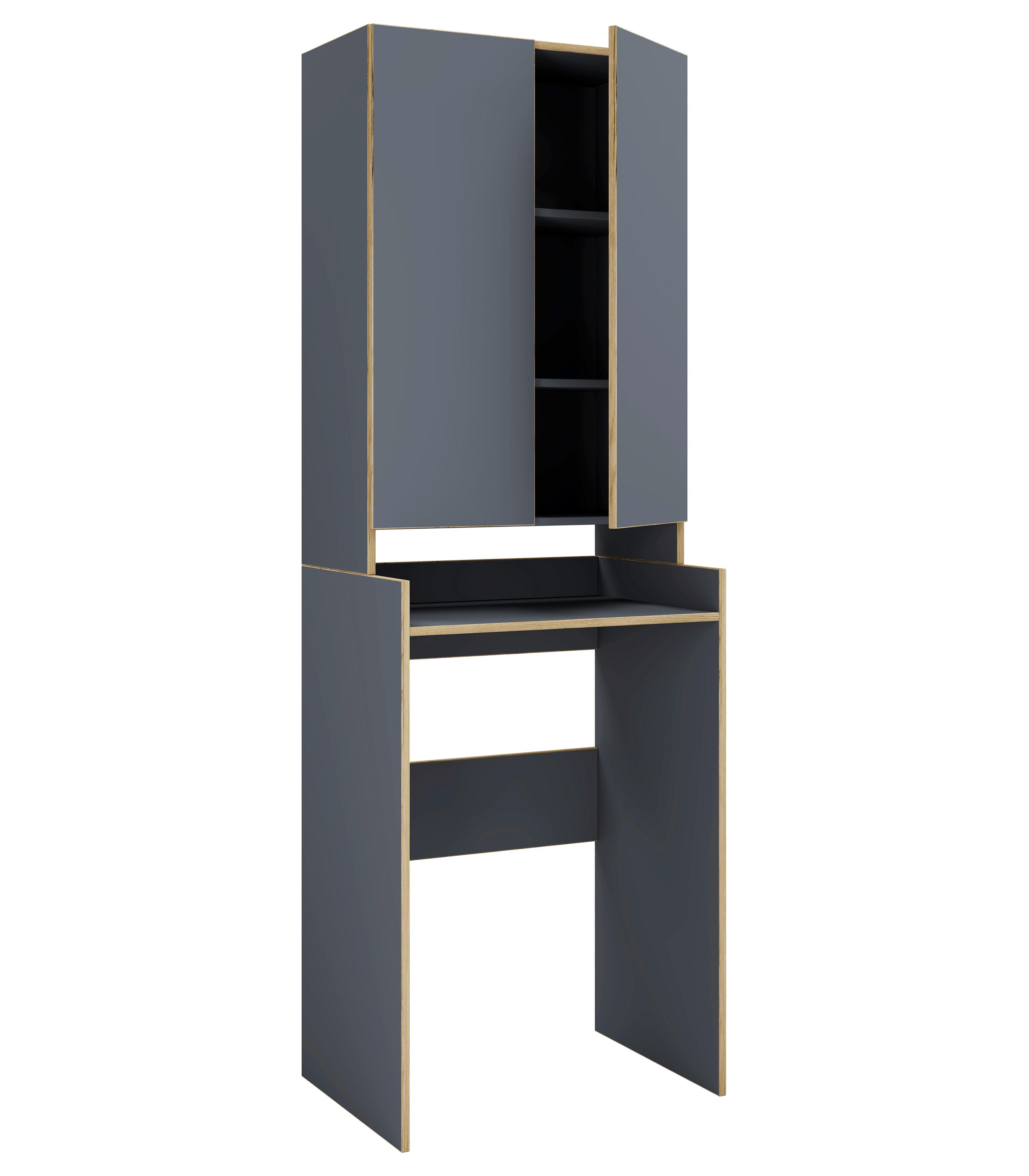 Waschmaschinenschrank Rislo - Honigeiche/Anthrazit, Trend, Holzwerkstoff (67/200/48cm) - MID.YOU