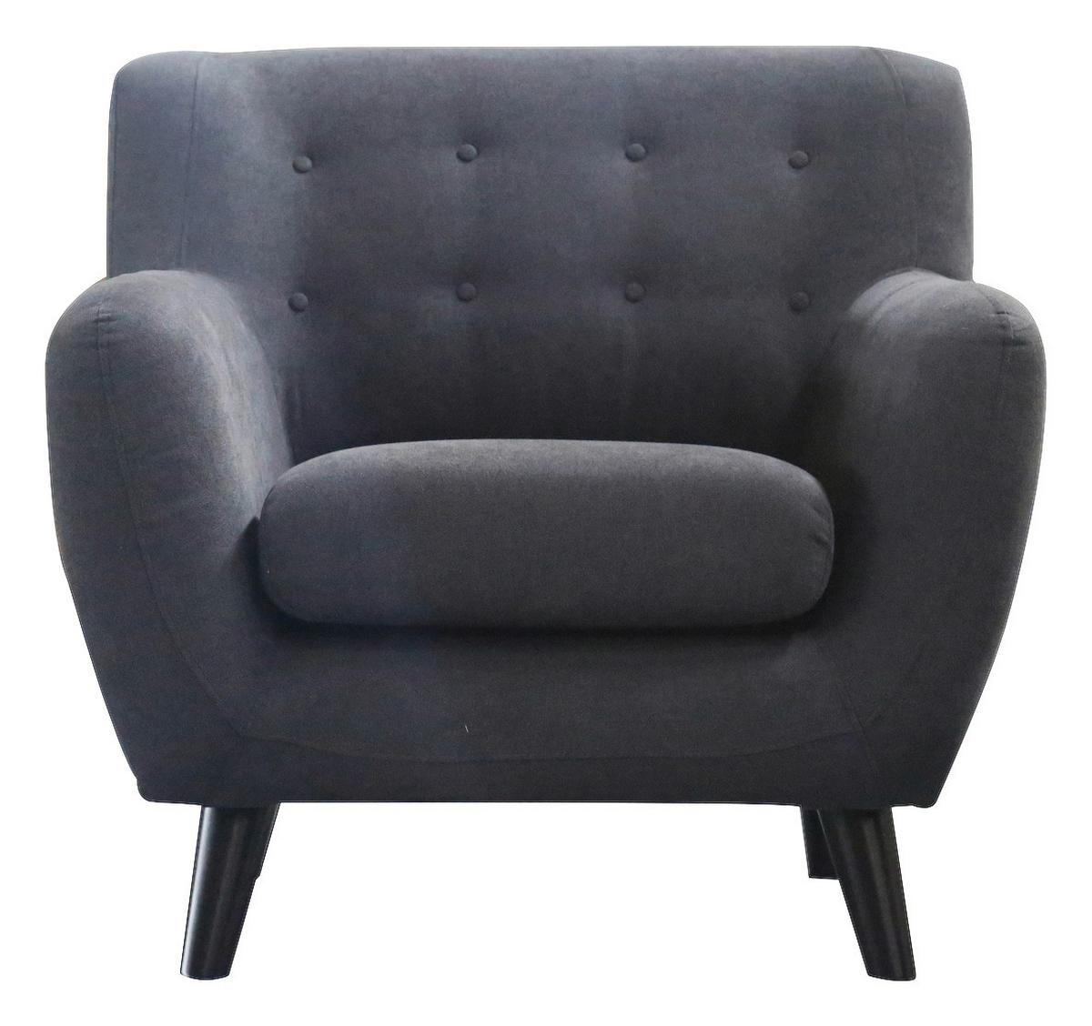 Naslanjač Monaco, Temno Siva, Mikrovlakna - temno siva/črna, Moderno, tekstil/les (87/82/85cm) - Modern Living