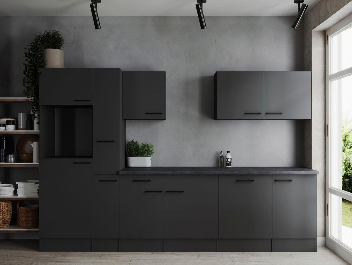 Kuhinjski Blok Brez Aparatov Oliver, 310cm - temno siva/črna, Design, kovina/leseni material (310cm) - Respekta