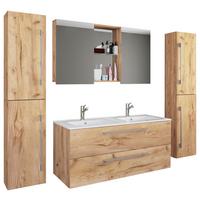 Badezimmer Budasi 5-tlg. ca. 178 cm Honigeiche - Honigeiche/Alufarben, MODERN, Keramik/Holzwerkstoff (178cm) - MID.YOU