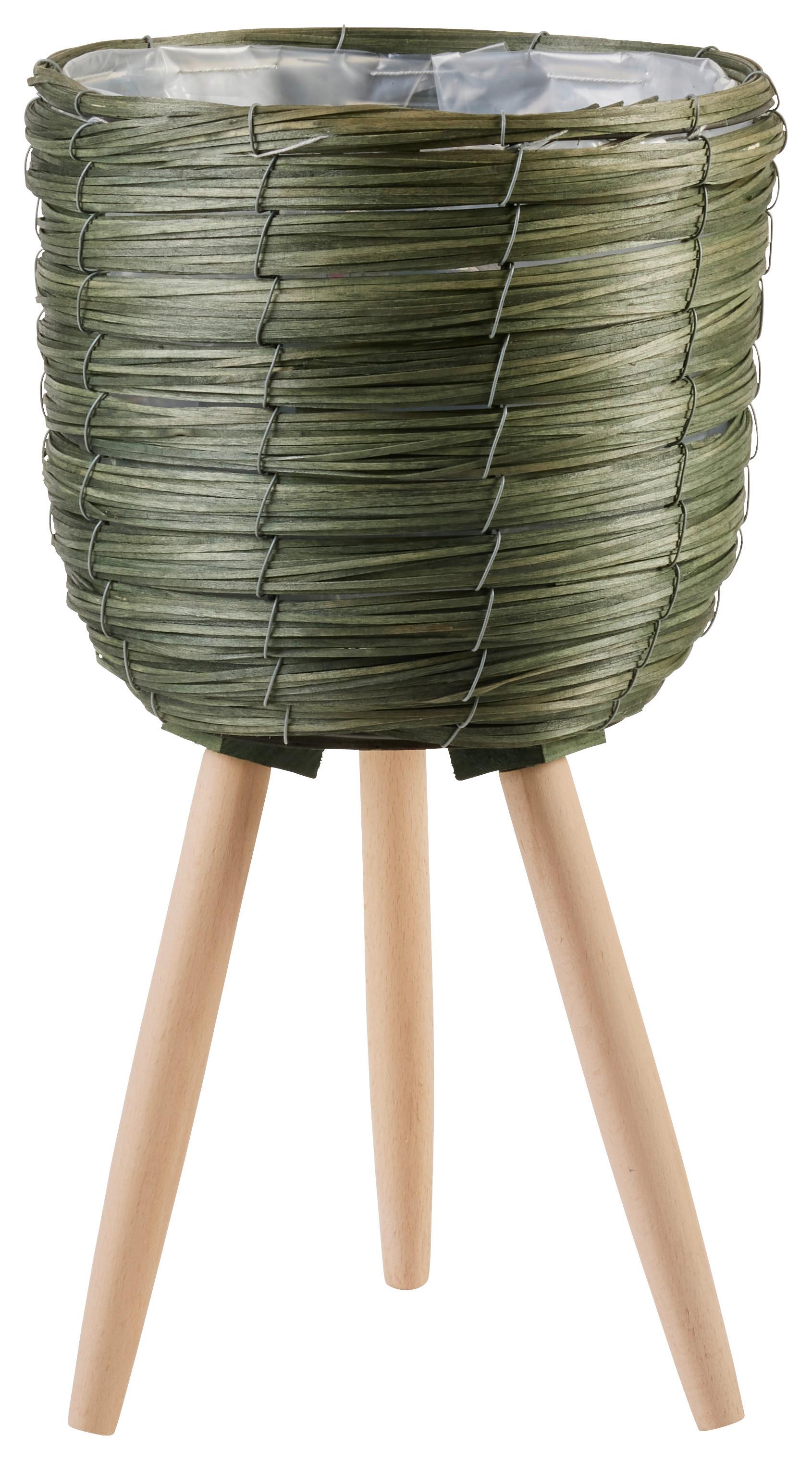 Übertopf Jyoti I Naturfarben/Dunkelgrün - Dunkelgrün/Naturfarben, Basics, Holz (24/42cm) - Modern Living