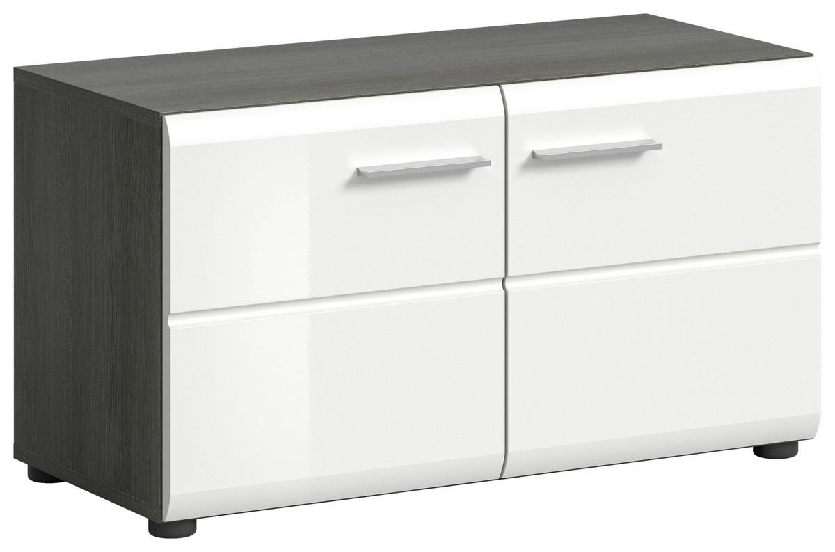 Sitzbank Salsa ca. 80x44x37cm Weiß/Rauchsilb. - Weiß Hochglanz/Silberfarben, Design, Holzwerkstoff/Kunststoff (80/44/37cm) - MID.YOU