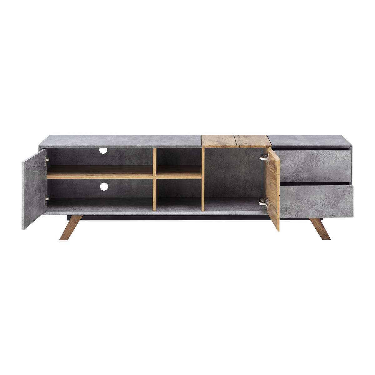 Lowboard Casper Grau/Eichefarben MDF - Eichefarben/Grau, MODERN, Holz (180/55/40cm) - Bessagi Home
