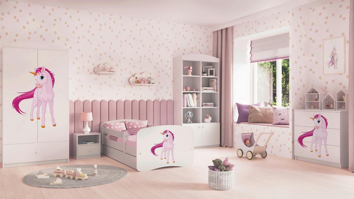 Otroška Postelja Babydreams, Bela, 80x160cm - bela/barve breze, Moderno, leseni material/tekstil (80/160cm) - MID.YOU