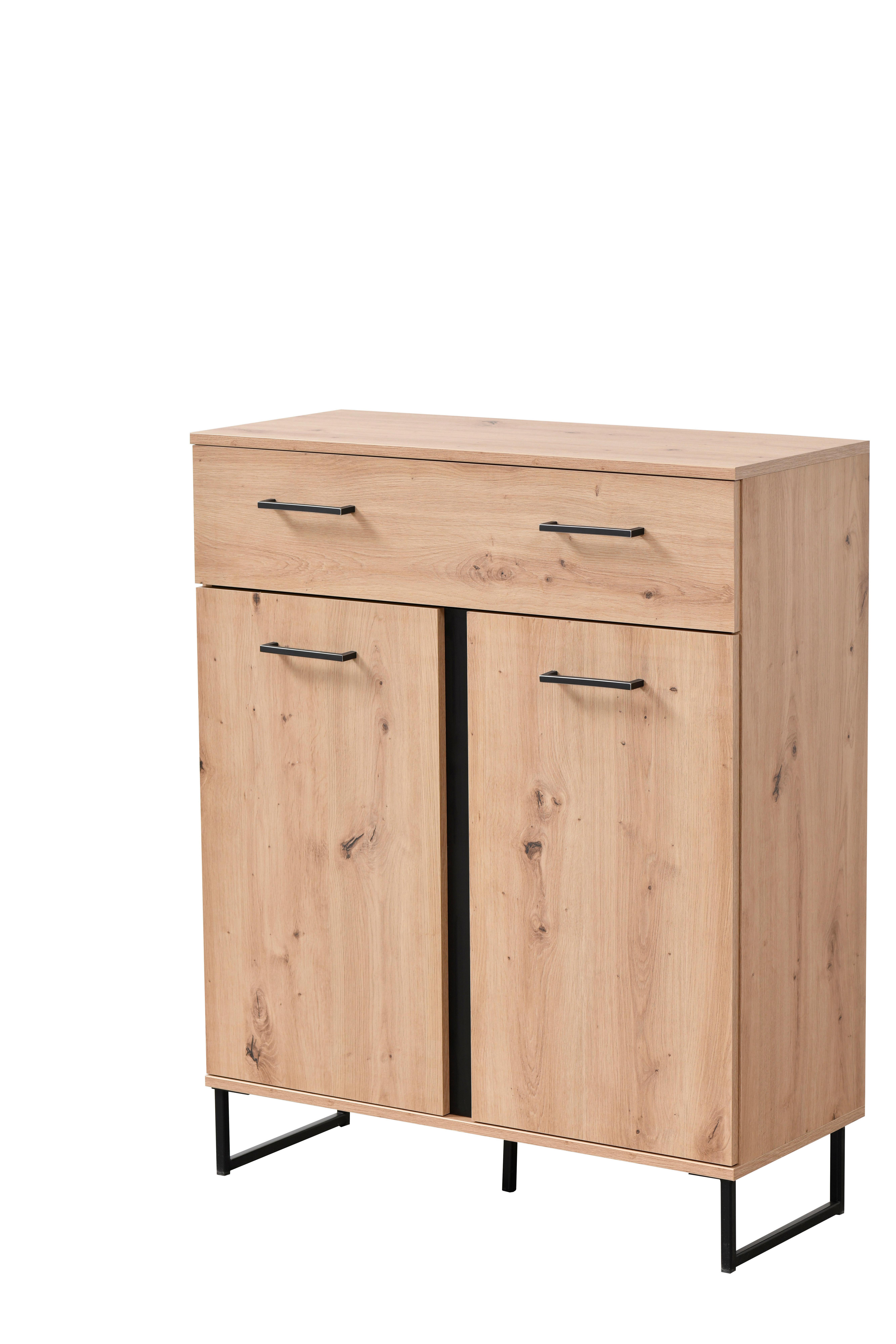 Komód Sardinia - Artisan tölgy, Basics, faalapú anyag/fém (84,5/103,5/35cm)