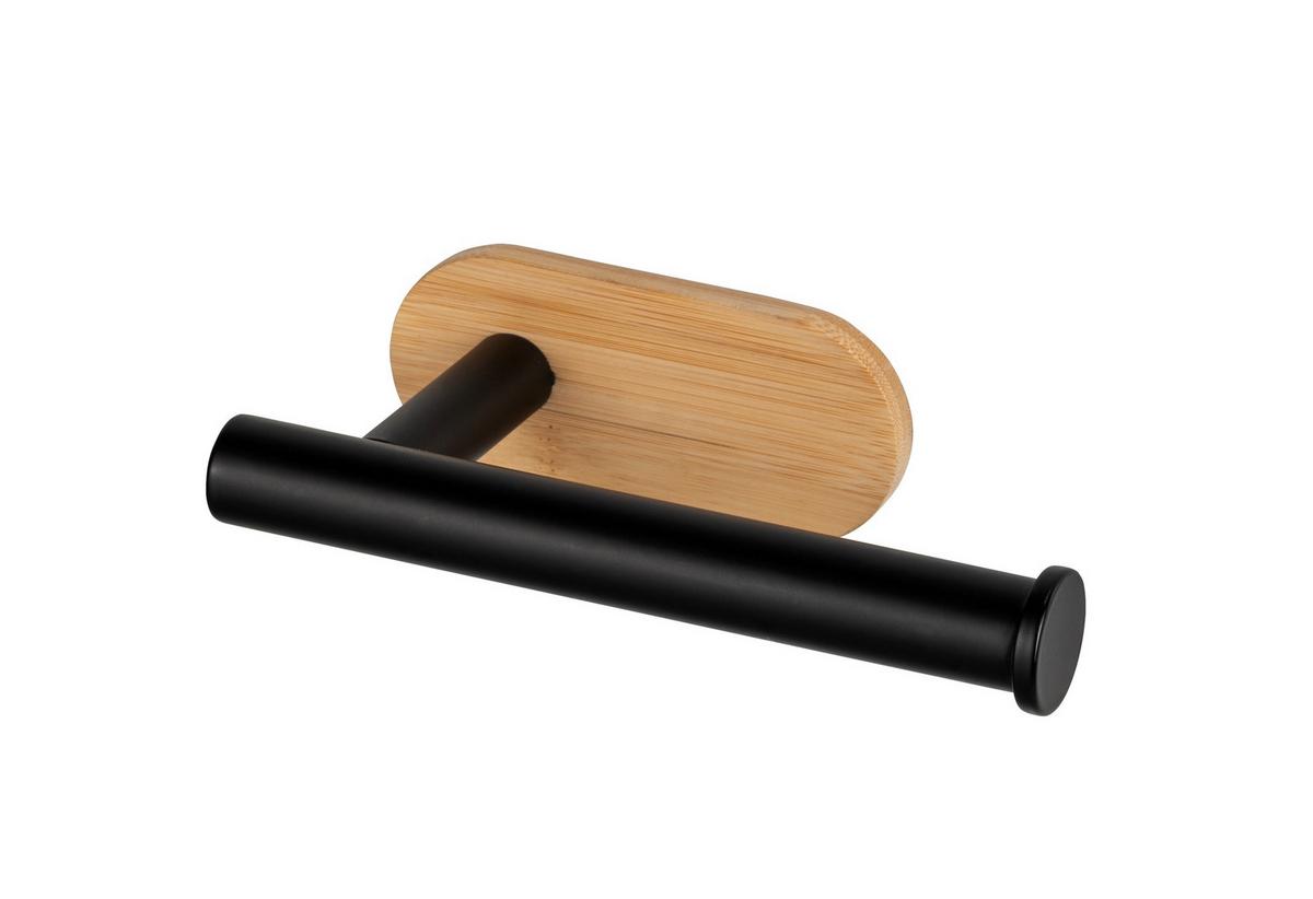 Suport hârtie igienică Orea Bamboo - culoare natur/negru, Modern, lemn/metal (16/4,5/8cm) - Wenko