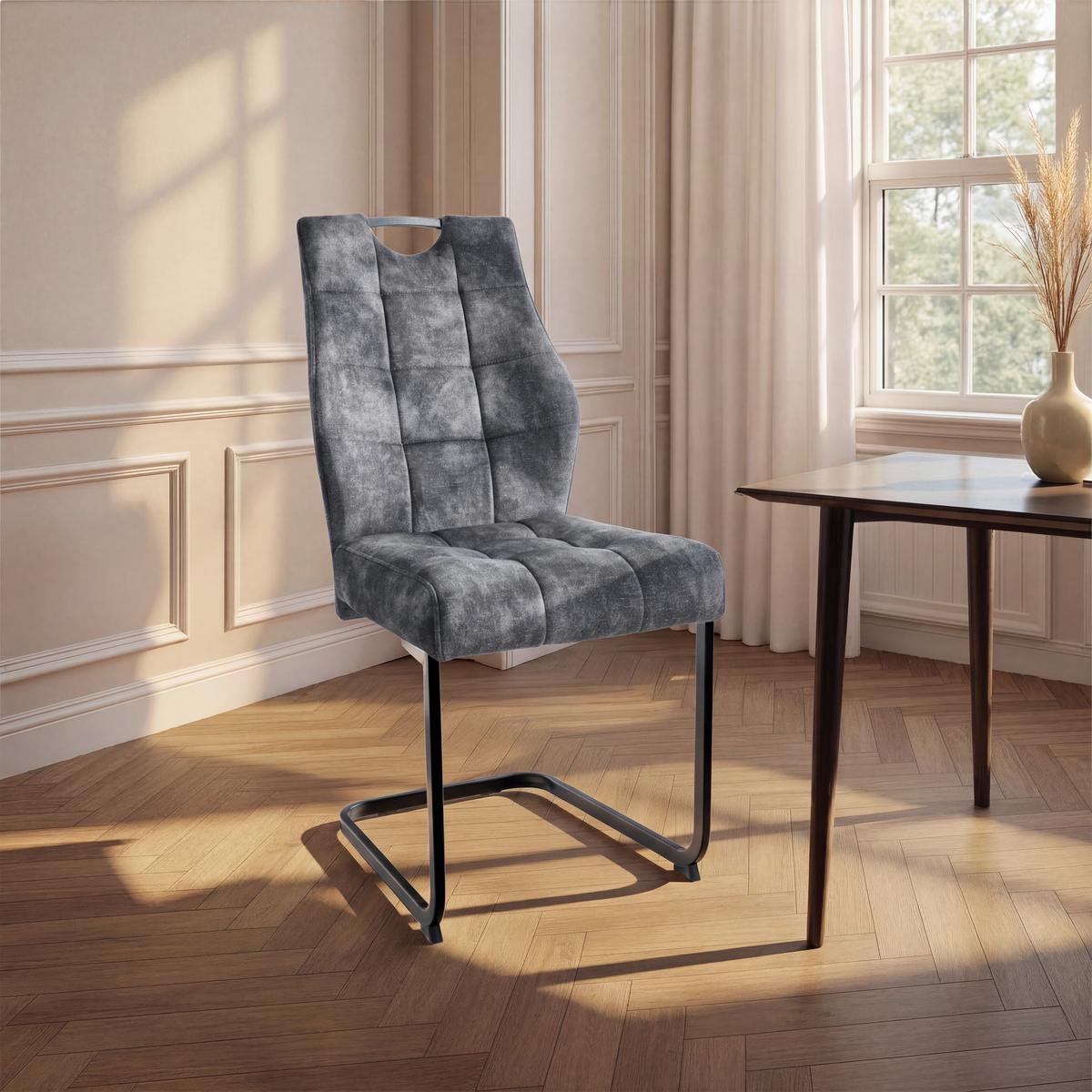 Stolica Emilia - crna/antracit, Konvencionalno, metal/tekstil (43/95/61cm) - Premium Living