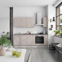 Küchenblock Riva Low m. Geräten Grau - Schieferfarben/Edelstahlfarben, MODERN, Holzwerkstoff/Metall (240cm) - Nobilia
