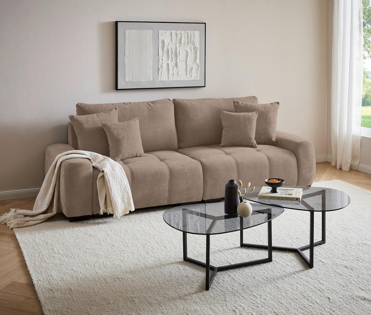 Mega Sofa Toledo - tamno smeđa/taupe, Konvencionalno, tekstil/plastika (250/100/90cm) - Best Price