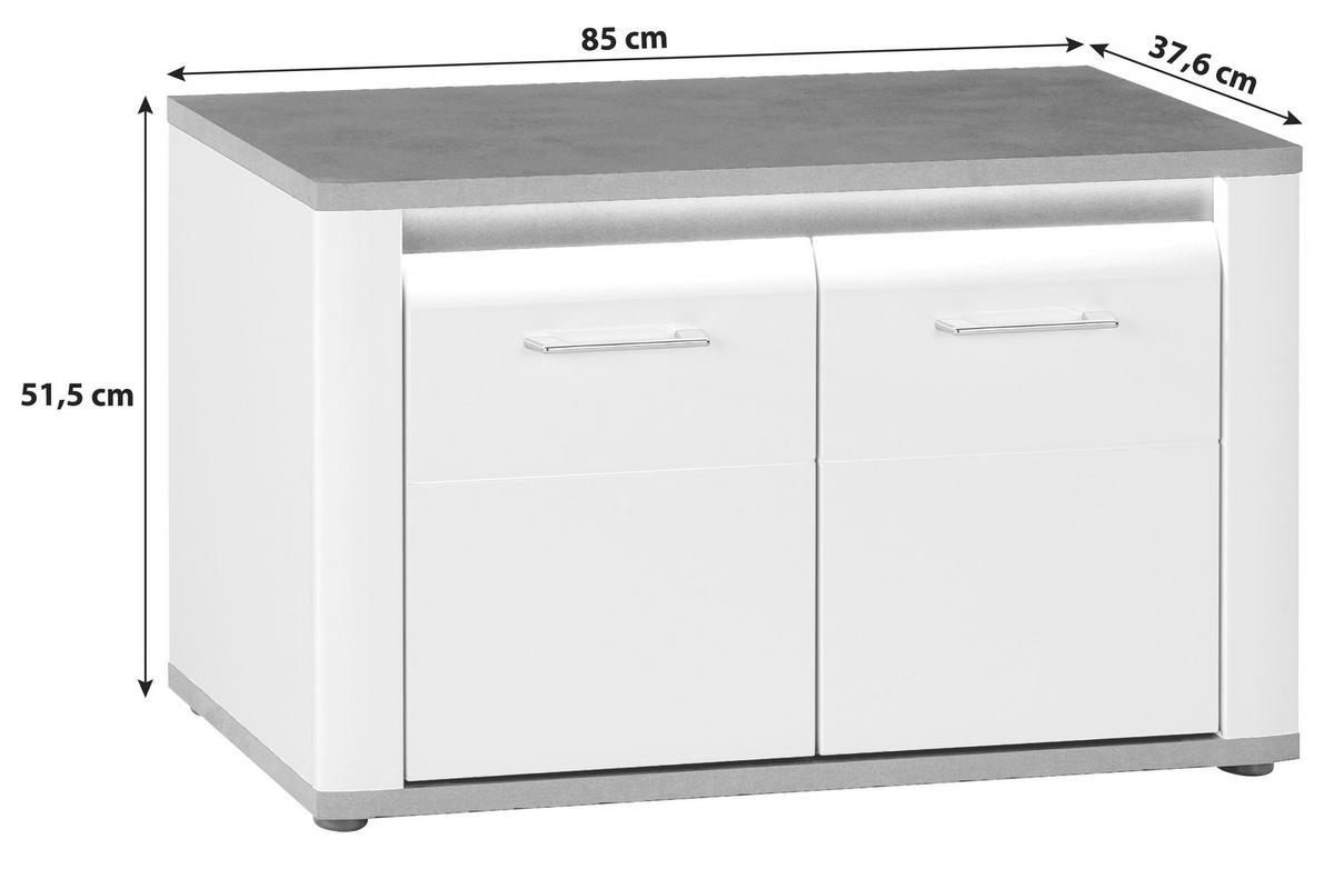 Bancă pentru hol Alassio - alb, Modern, material pe bază de lemn (85/51,5/37,6cm) - Modern Living