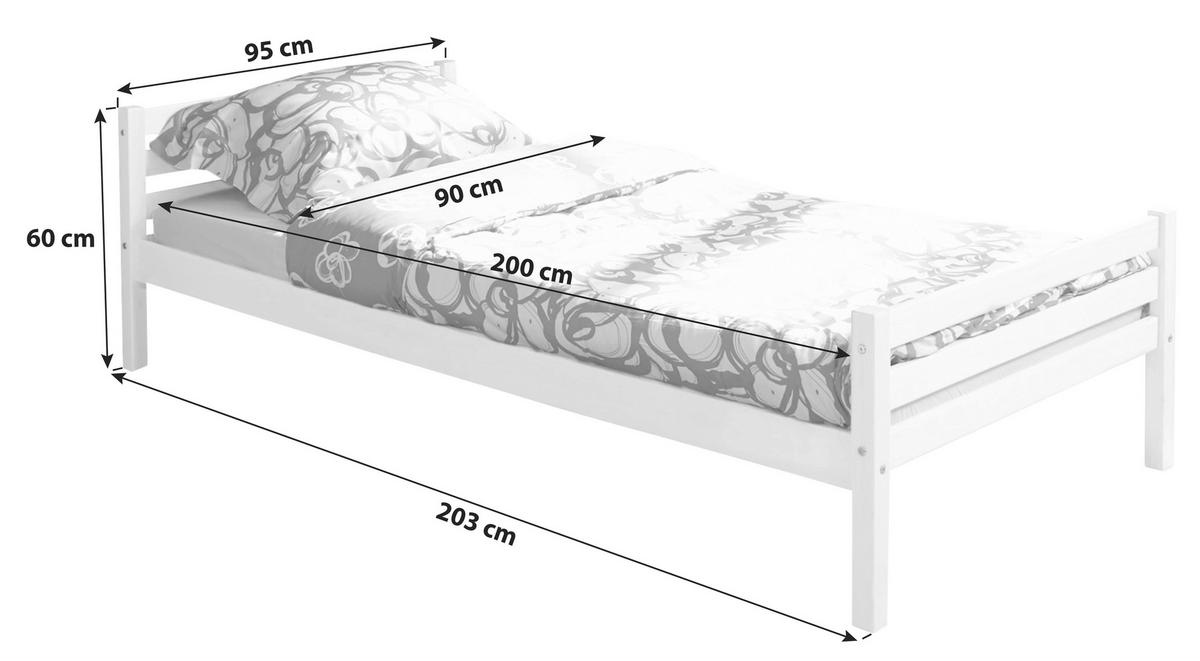 Bett "Nadine", aus Kiefer, weiß - Weiß, KONVENTIONELL, Holz (90/200cm) - MID.YOU