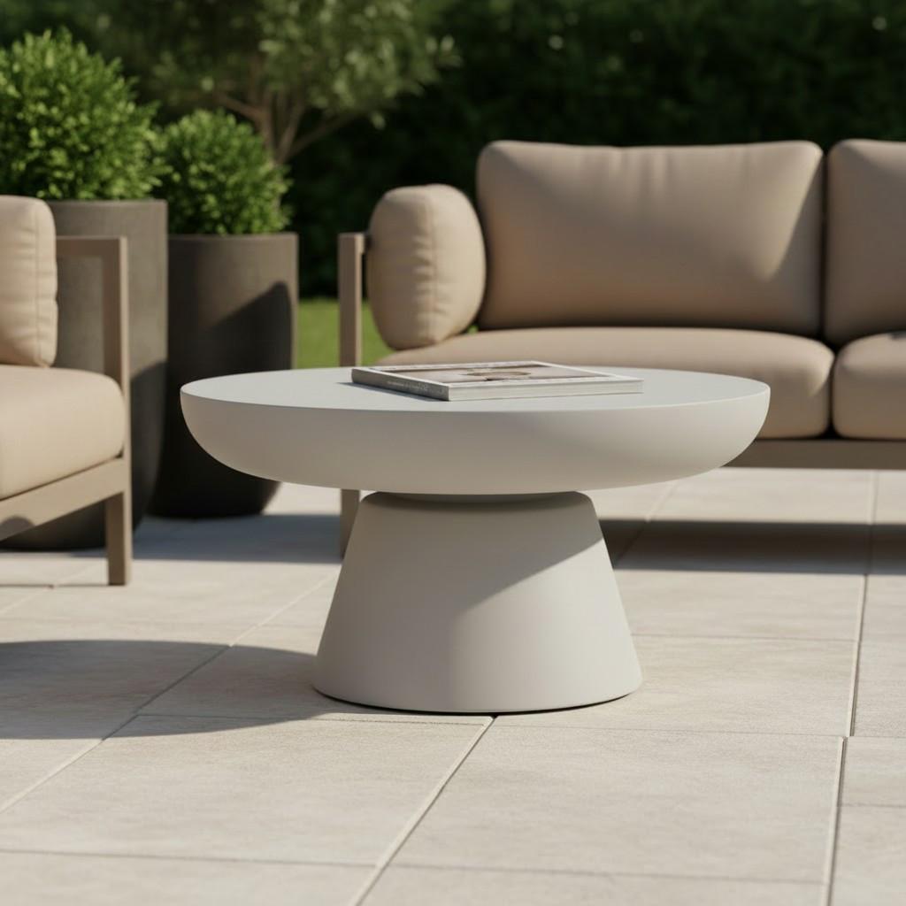Loungetisch Kylix Faserbeton Grau - Grau, MODERN, Stein (86/86/35,6cm) - Gardenson