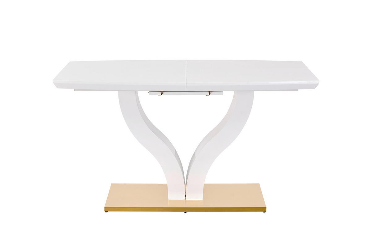 Jedilna Miza Jade Az, Bela, 140-180x90 - zlate barve/bela, Konvencionalno, kovina/leseni material (140-180/76/90cm) - MID.YOU