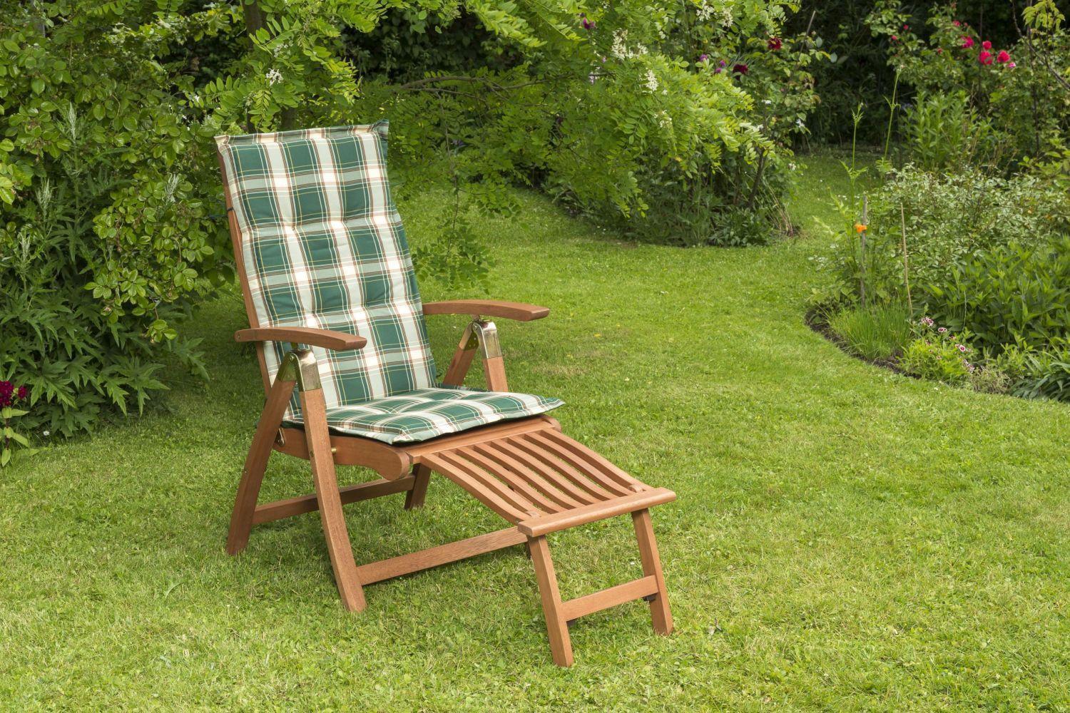 Gartensessel-Set Comodoro Grün-Naturfarben klappbar - Naturfarben/Grün, ROMANTIK / LANDHAUS, Holz/Textil (62/110/63cm) - Gardenson
