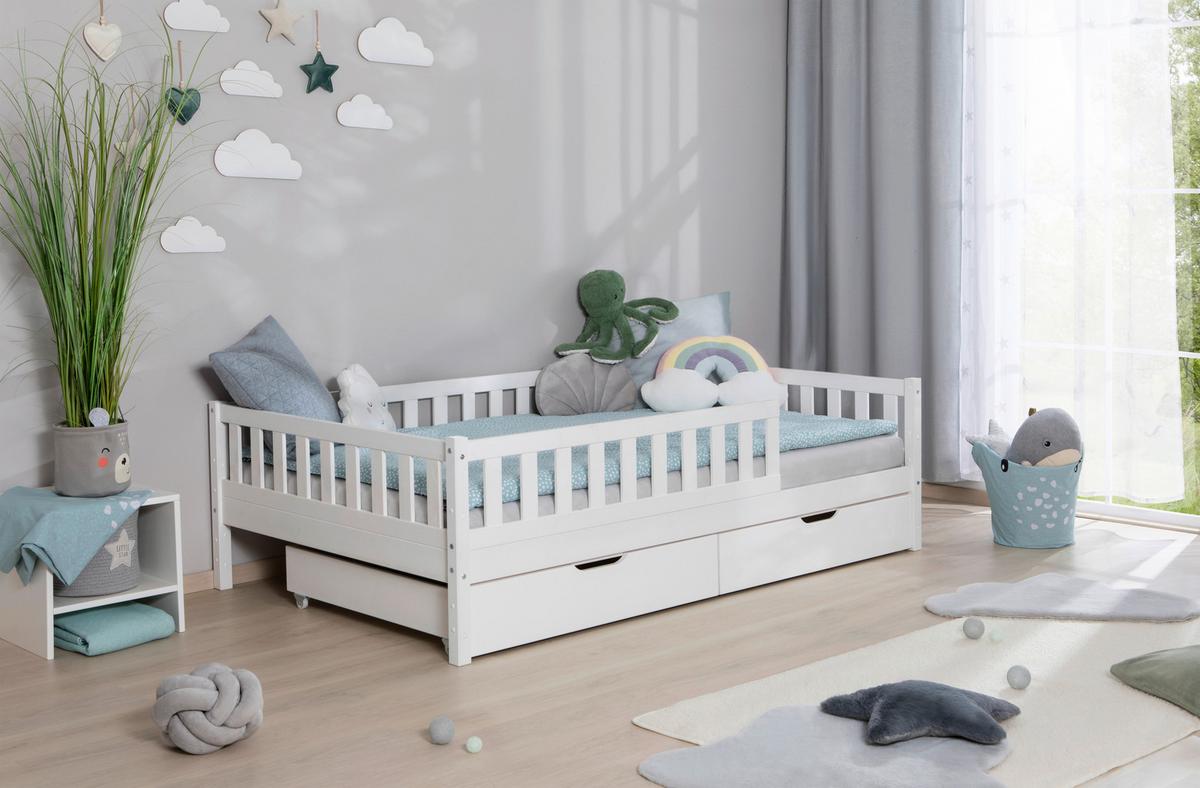 Hausbett Lou ca. 140x200 cm Holz Weiß - Naturfarben/Weiß, MODERN, Holz/Textil (140/200cm) - MID.YOU