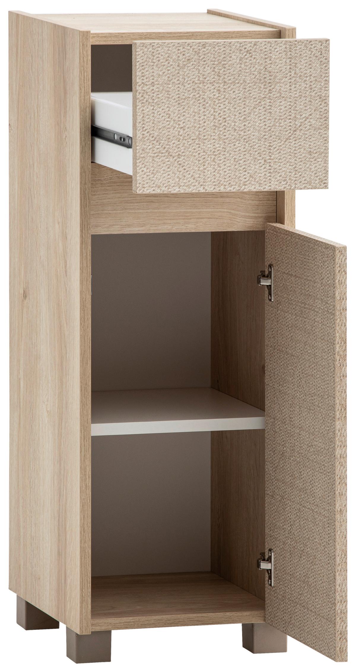Midischrank Sander Eiche/Beige - Eichefarben/Beige, MODERN, Holzwerkstoff/Kunststoff (30,2/84,8/33cm) - MID.YOU