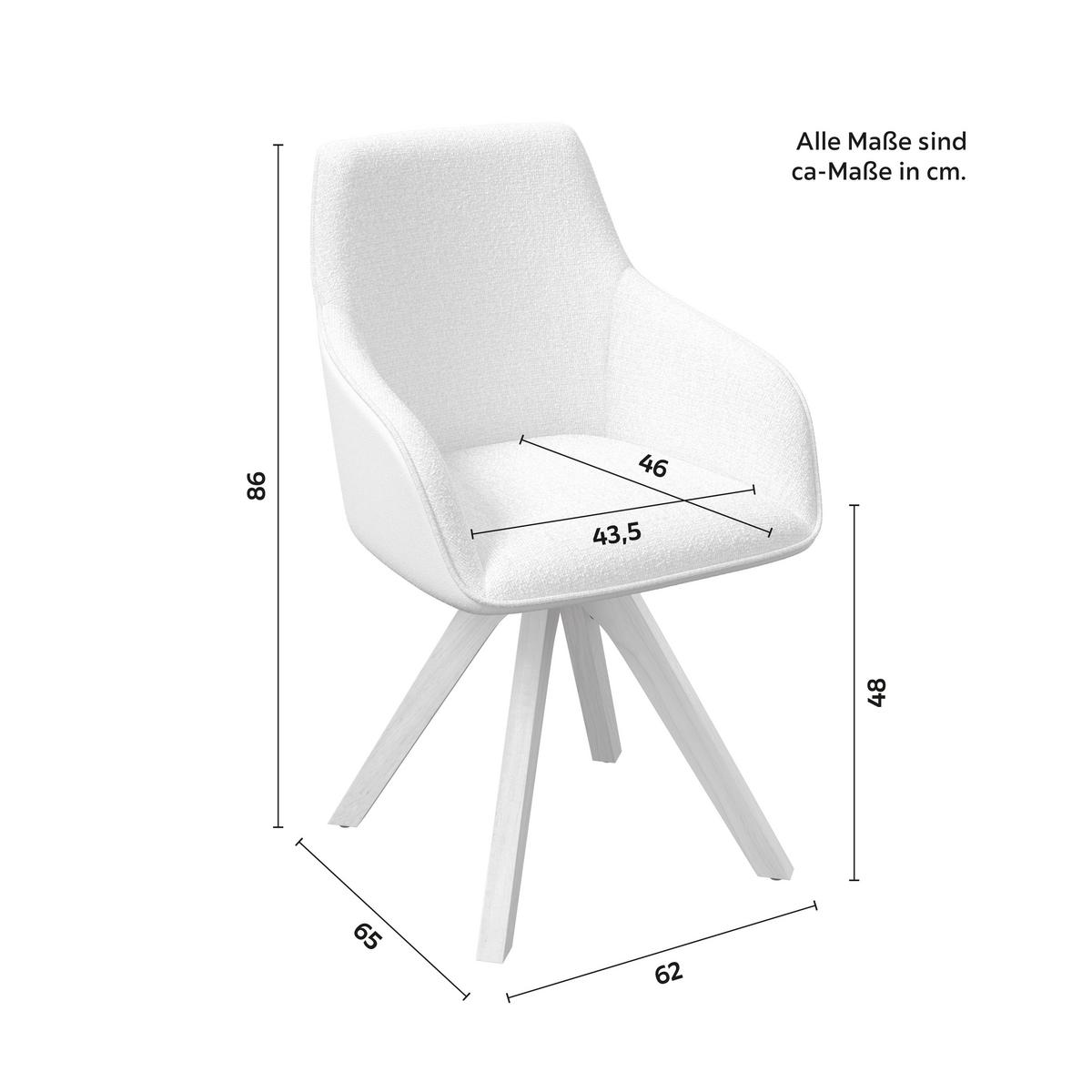 Armlehnstuhl Serena Creme Chenille/Leinenoptik Drehbar - Eichefarben/Creme, MODERN, Holz/Textil (62/86/65cm) - Bessagi Home