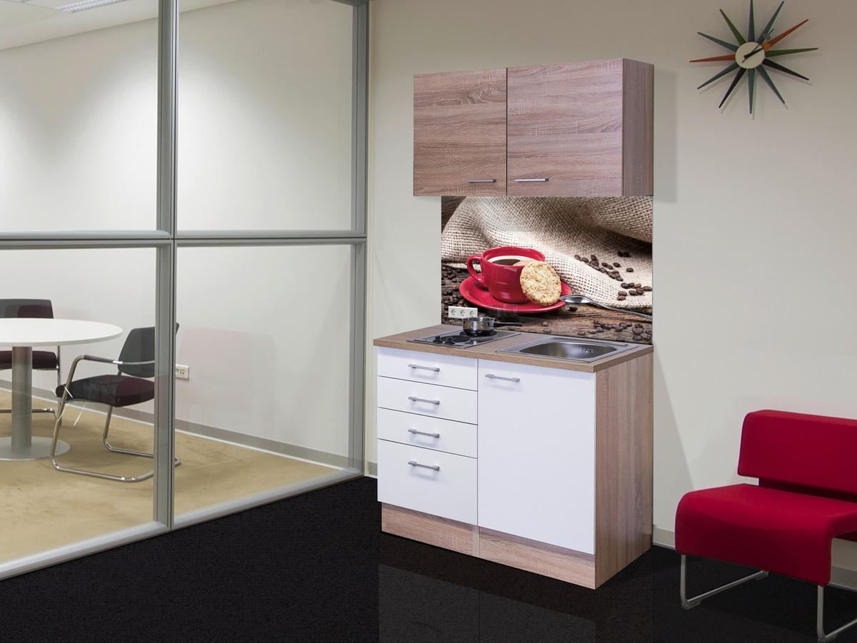 Majhna Kuhinja Z Aparati Samoa, Bela, Barva Hrasta - bela/barve aluminija, Moderno, umetna masa/leseni material (100cm) - FlexWell