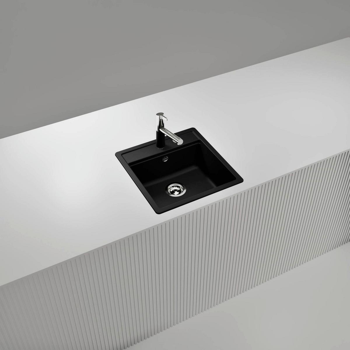 Spüle Monn100Sapur Schwarz - Schwarz, MODERN, Stein (49/51cm) - Schock