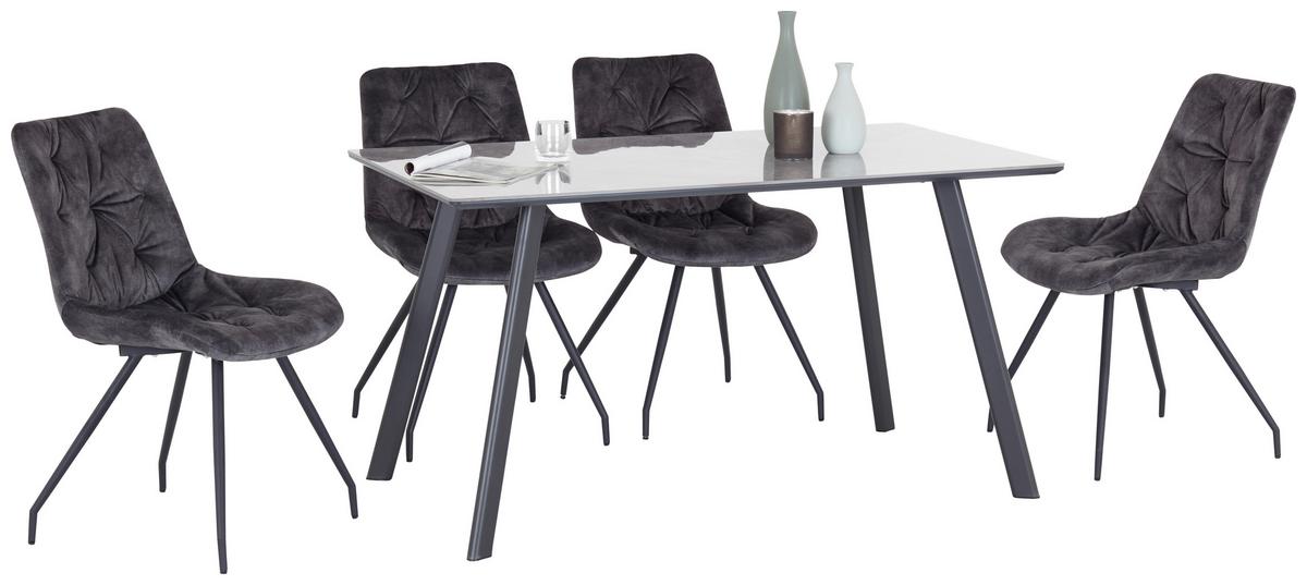 Jedilna Miza George, Črna, Siva, 140x80 - siva/črna, Konvencionalno, kovina/leseni material (140/76/80cm) - Mömax