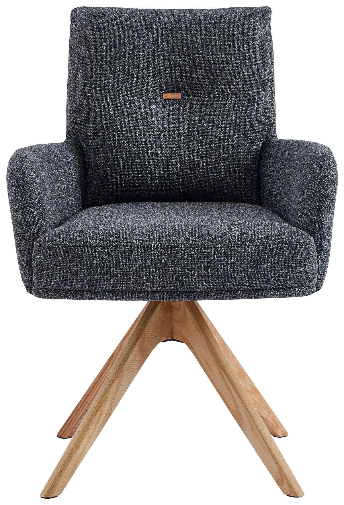 KRZESŁO Z PODŁOKIETNIKAMI MOLLY -EXKLUSIV- - kolor dębowy/antracytowy, Design, drewno/tkanina (60,5/88/67cm) - Novel