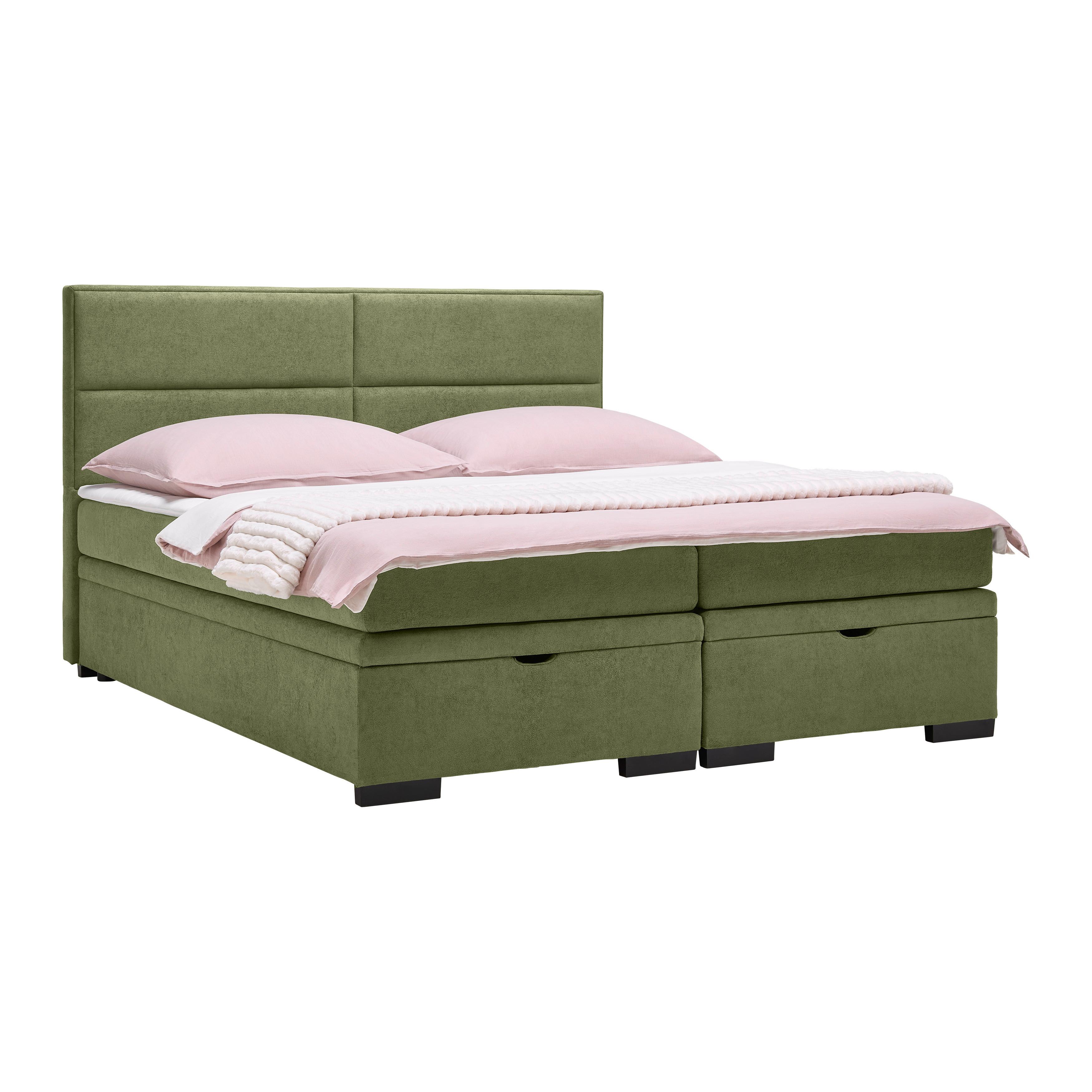 Boxspring Krevet Ethan - zelena/crna, Moderno, tekstil/plastika (180/200cm) - Premium Living