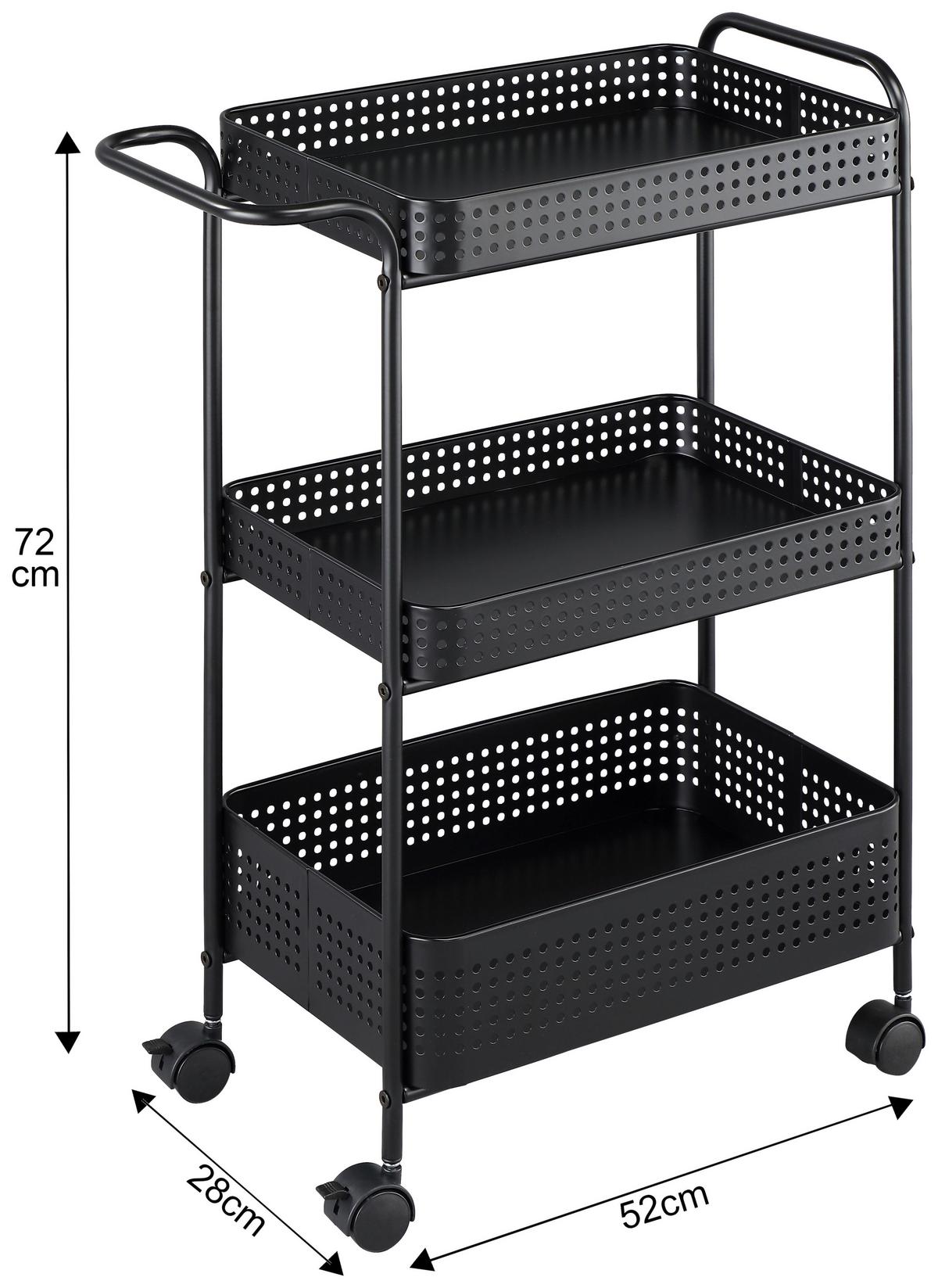 Servirni Voziček Badi, Črna - črna, Trend, kovina/umetna masa (52/72/28cm)