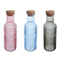 Sticlă cu dop Mary cca. 1L - roz aprins/albastru, Konventionell, sticlă/lemn (9/27,5cm) - Mömax