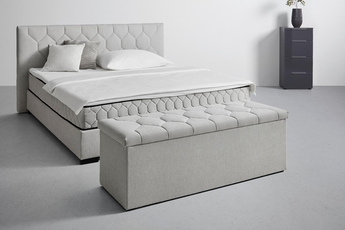 Klupa Za Krevet Maya D - svijetlo siva/crna, Konvencionalno, drvni materijal/tekstil (141/52/51cm) - Modern Living