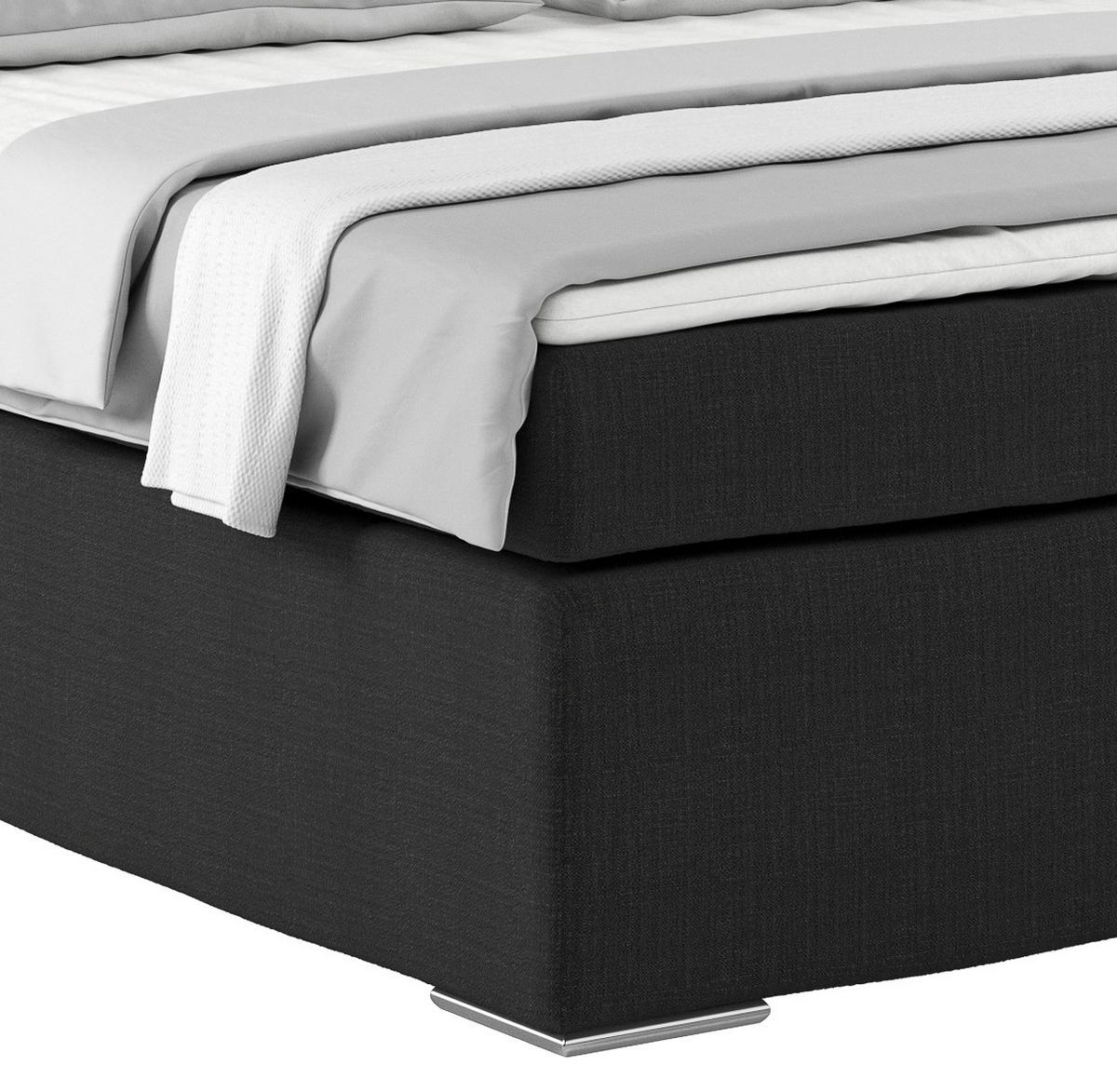 ŁÓŻKO BOXSPRING NERO -PH- - czarny/kolor chromowy, Konventionell, metal/tkanina (180/200cm)
