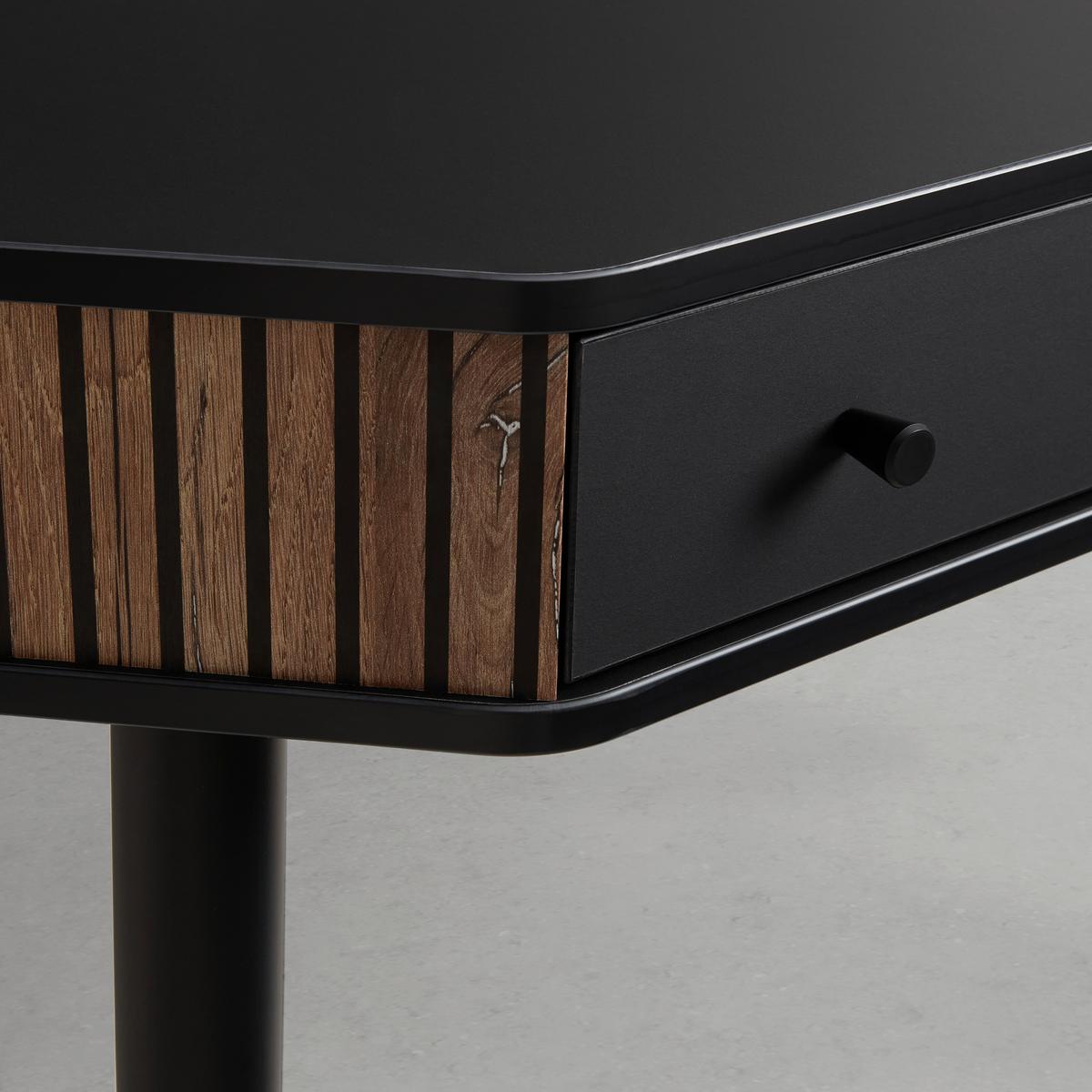 Schreibtisch Capri in Schwarz/Eichefarben - Eichefarben/Alufarben, Modern, Holz/Holzwerkstoff (120/76/50cm) - Mömax